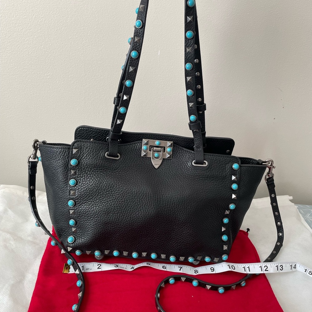 Valentino Garavani Black Crossbody Bag with Turquoise Studs - Picture 12 of 12